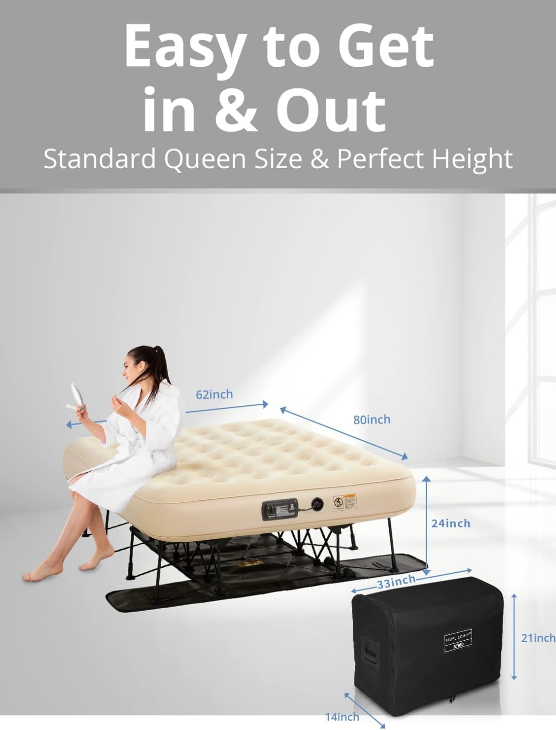 Queen Air Mattress with Frame and Pump