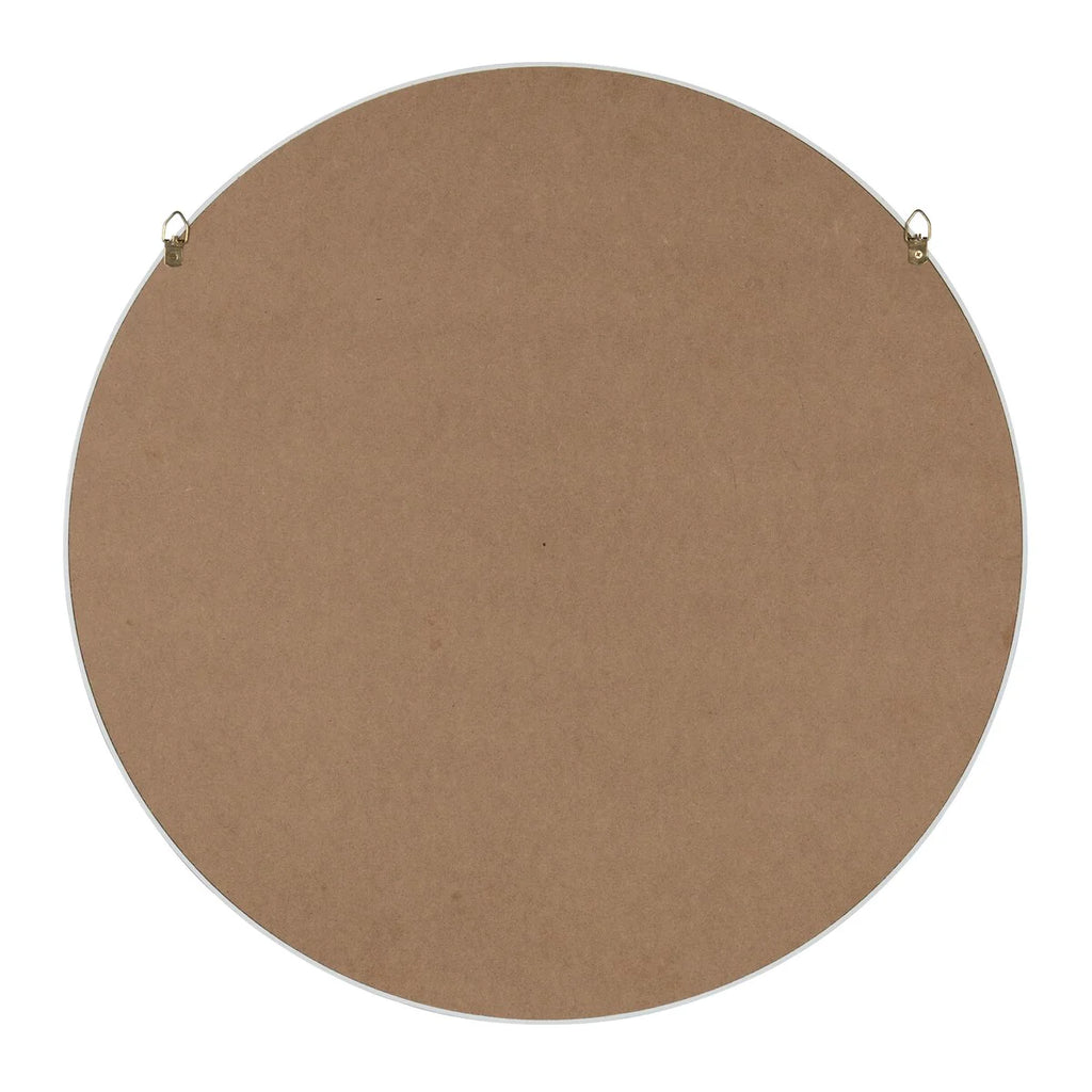 Round Wood Accent Wall Mirror, Modern Decorative Wooden Frame Mirror for Living Room, Bedroom and Entryway
