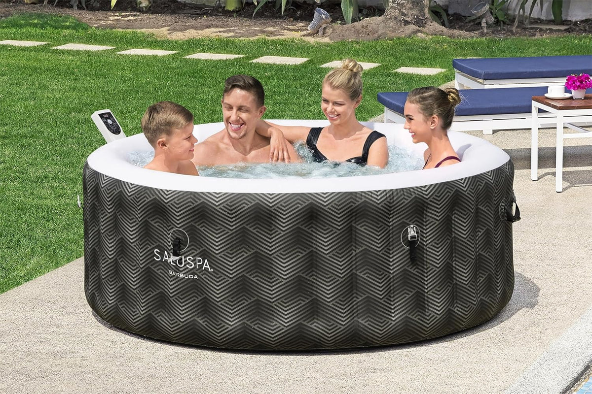 71 x 26-Inch Inflatable Hot Tub Spa for 2-4 Persons, Portable, with 2 Covers, Black