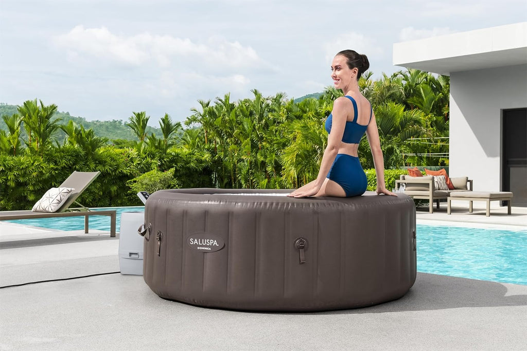 71 x 26-Inch Inflatable Hot Tub Spa for 2-4 Persons, Portable, with 2 Covers, Black