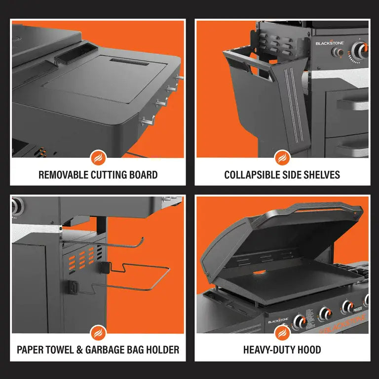 28" 5-Burner Propane Griddle with Range Top – 72,000 BTU Outdoor Cooking Station