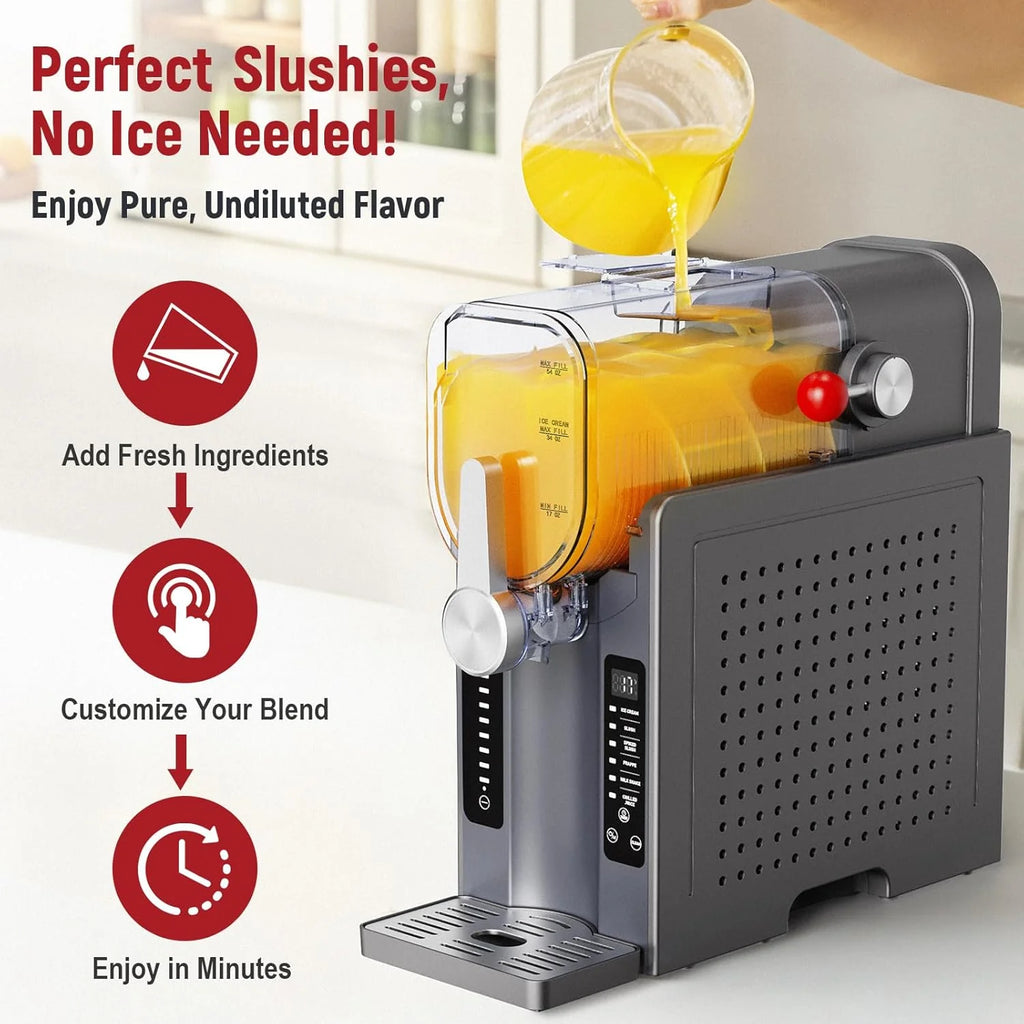 Slushie Machine for Home, No-Ice Frozen Drink Maker, Real-Time Temperature Display, Auto-Cleaning, 6 Preset Modes, Frozen Margaritas, Cocktails, Frappes, Smoothies, Milkshakes
