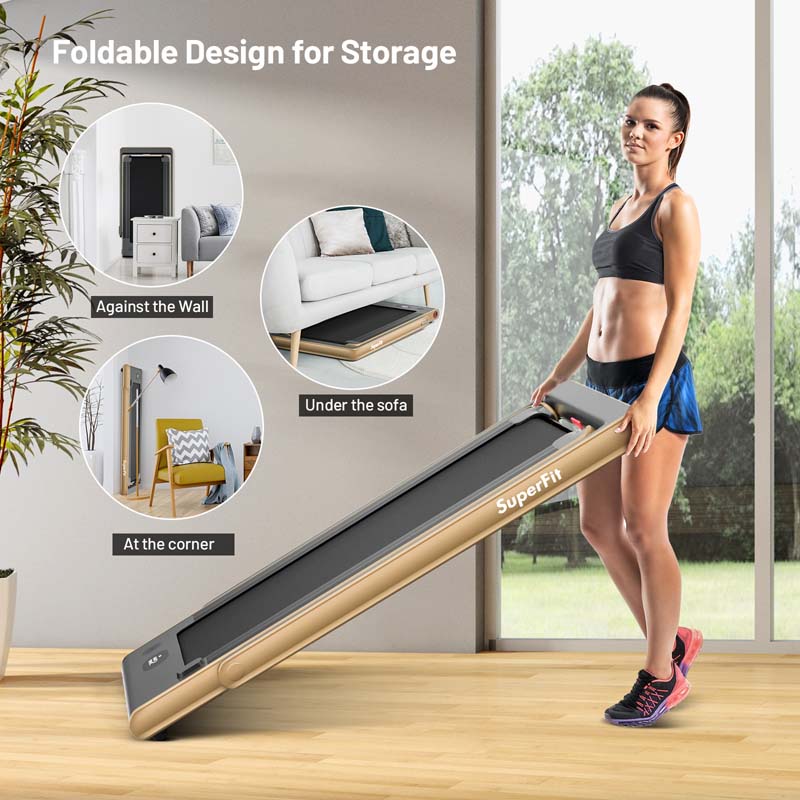 2-in-1 Folding Electric Treadmill, 2.25 HP, Under-Desk, with Dual Display and Smart App Control