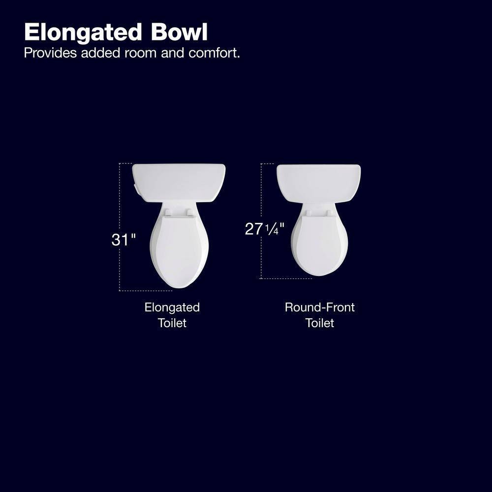 Extra-Tall Elongated Toilet, 1.28 GPF, White, with Seat