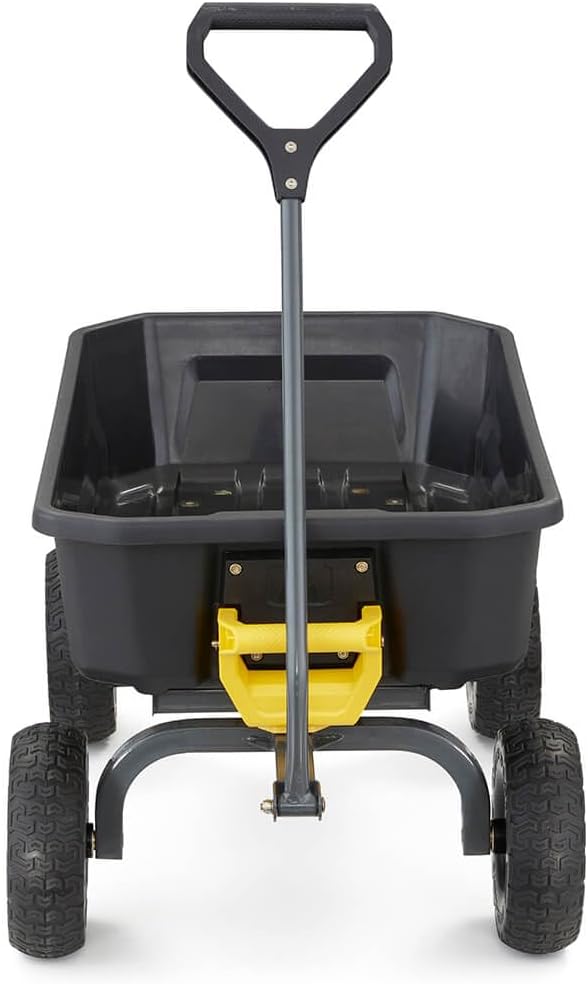 7-Cubic-Foot Poly Dump Garden Cart with No-Flat Tires, 1,200-Lb. Capacity, Black