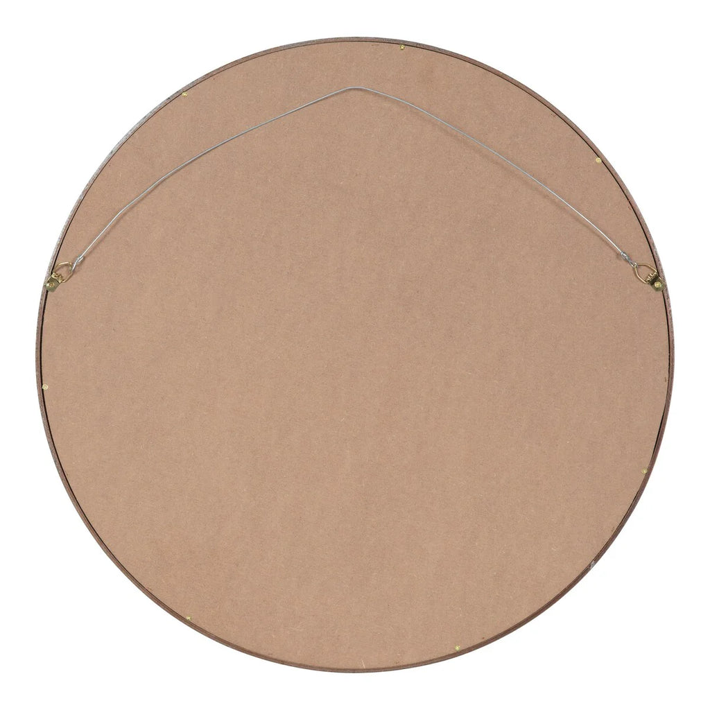 Round Wood Accent Wall Mirror, Modern Decorative Wooden Frame Mirror for Living Room, Bedroom and Entryway