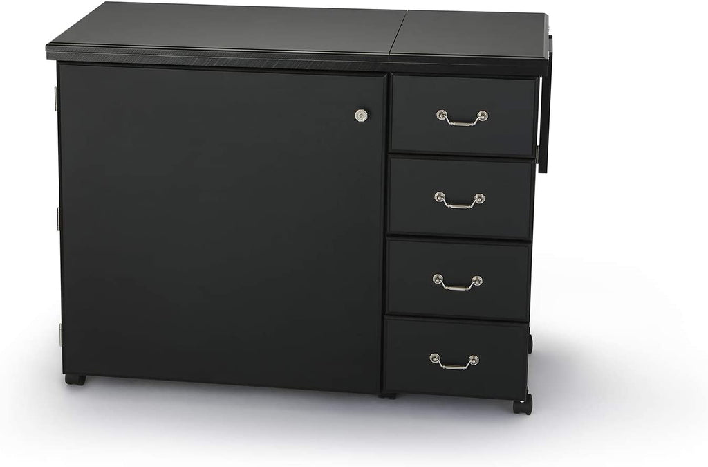 Sturdy Sewing Cabinet for Sewing, Cutting, Quilting and Crafting with Storage and Airlift, Black Finish