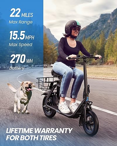 450W Electric Scooter with Seat, 22-Mile Range