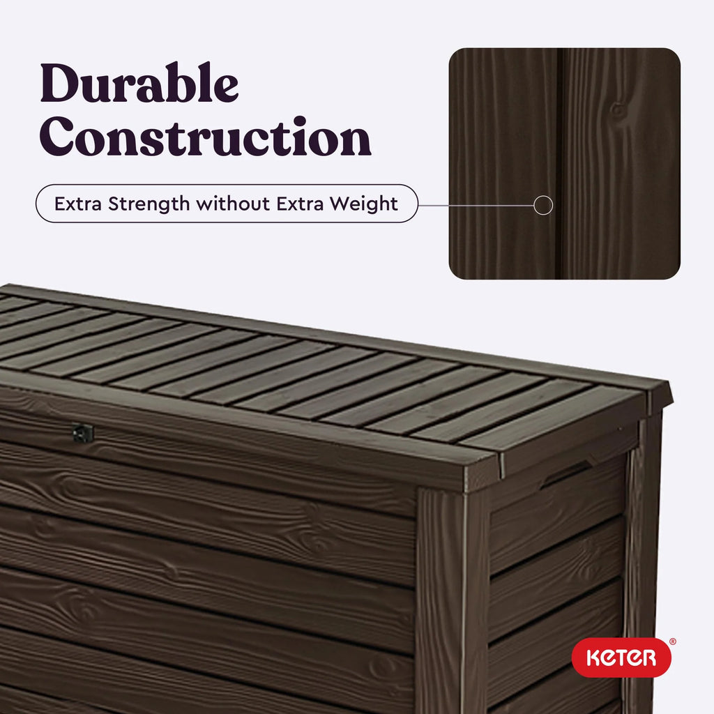 150 Gallon Outdoor Deck Box with Bench Seat, Large Storage Container for Patio, Garden, Yard and Pool Area