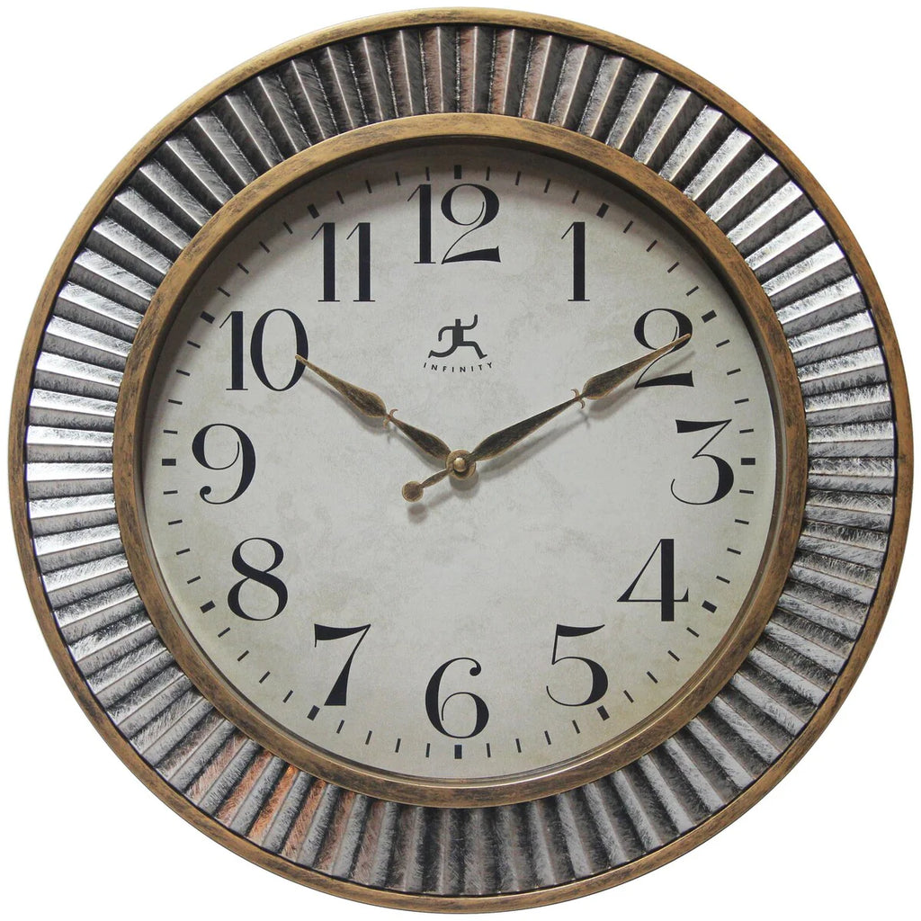 16 Inch Rustic Industrial Wall Clock, Decorative Round Clock for Home