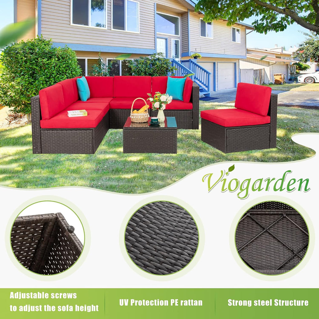 5-Piece All-Weather Patio Furniture Set with Ottoman, Outdoor Wicker Conversation Sofa Set with Cushions for Garden, Deck & Backyard
