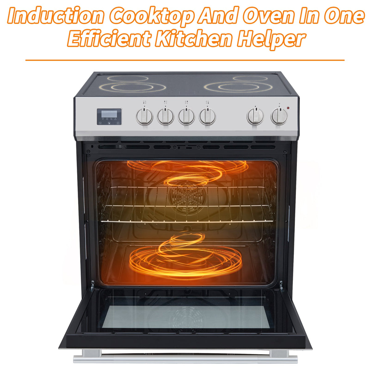 5.0 Cu. Ft. Freestanding Electric Range with Front Controls and 5 Cooktop Elements, Stainless Steel