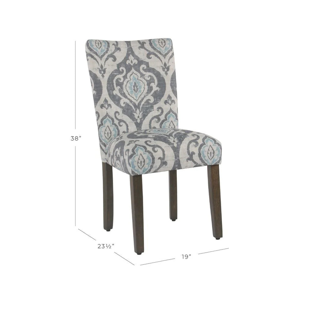 Set of 2 Upholstered Medallion Dining Chairs, Comfortable Parsons Style Chairs for Kitchen and Dining Room