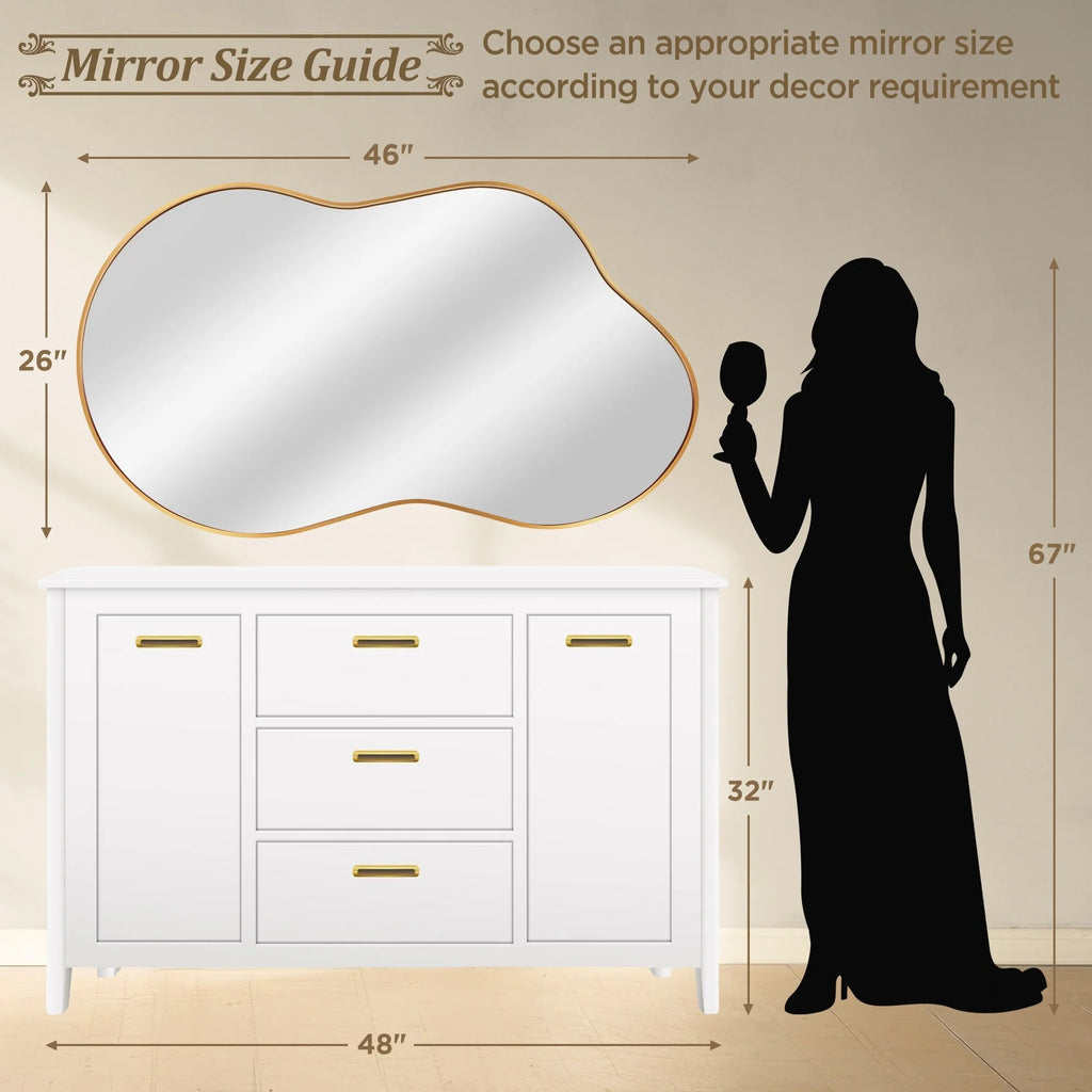 Asymmetrical Irregular Wall Mirror, Modern Decorative Accent Mirror for Living Room, Bedroom and Entryway
