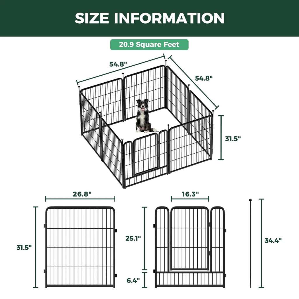 32" Dog Playpen for Small Dogs, Portable Indoor Outdoor Pet Exercise Pen for Puppies and Small Pets