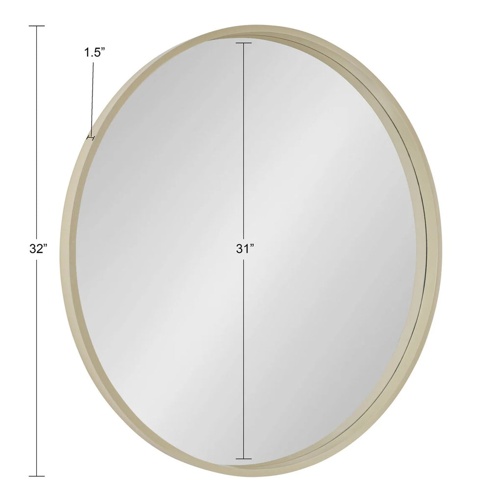 Round Wood Accent Wall Mirror, Modern Decorative Wooden Frame Mirror for Living Room, Bedroom and Entryway