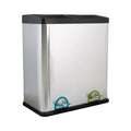 60L 2 Compartment Stainless Steel Recycling Bin, Dual Section Trash Sorter Container for Kitchen, Home & Office