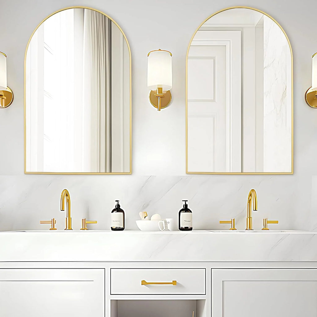 Modern Arch Aluminum Bathroom Wall Mirror, Wall Mounted Vanity Mirror for Bathroom, Bedroom and Home Decor