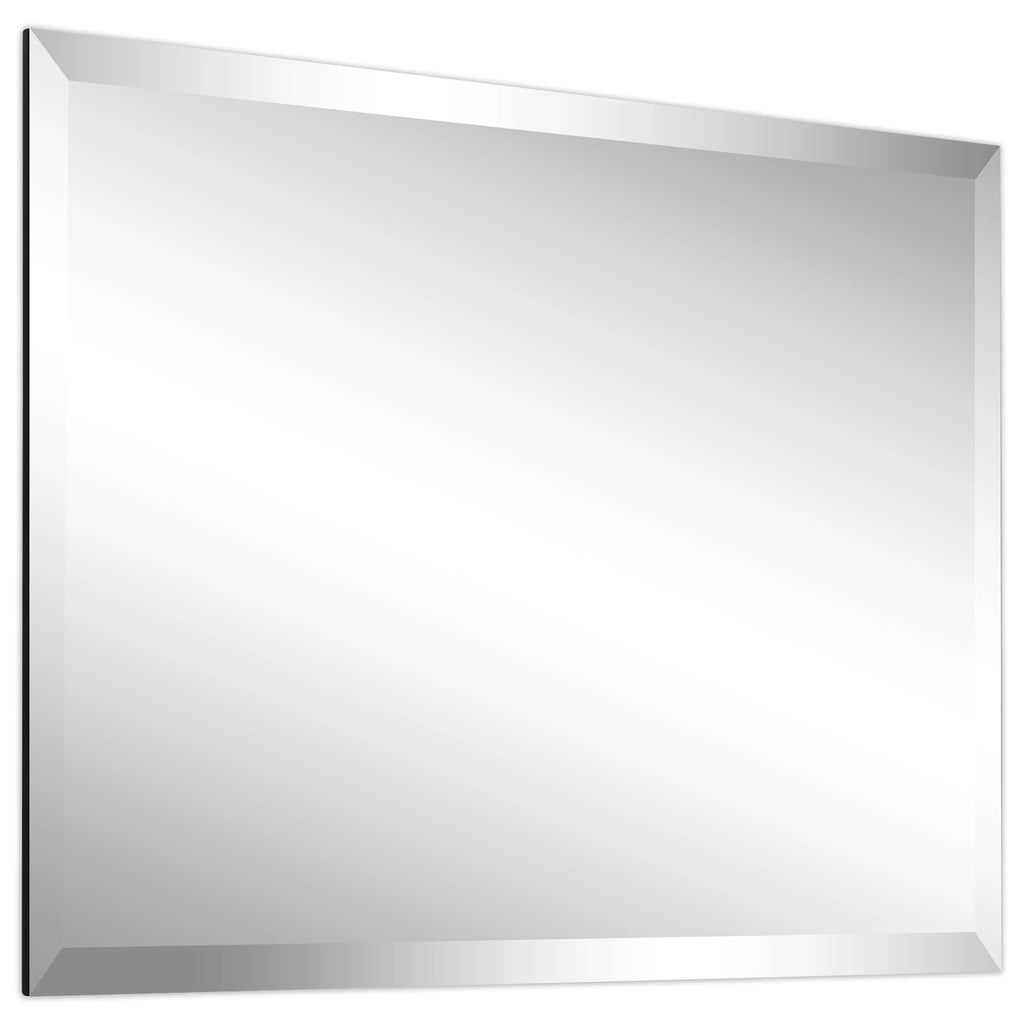 Frameless Beveled Prism Wall Mirror, Clear Square or Rectangular Decorative Mirror for Bathroom, Bedroom and Home Decor