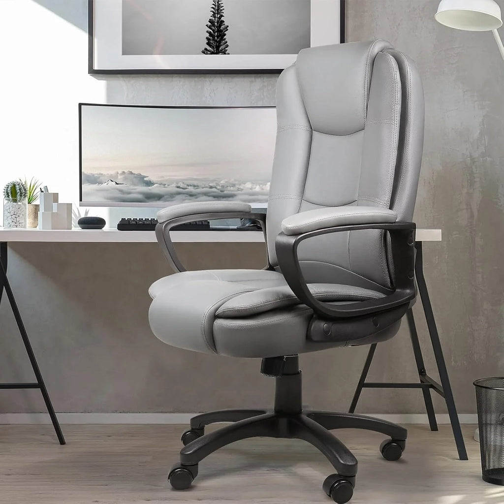 Big and Tall Executive Office Chair, High Back Ergonomic Leather Chair, 400 lb Capacity