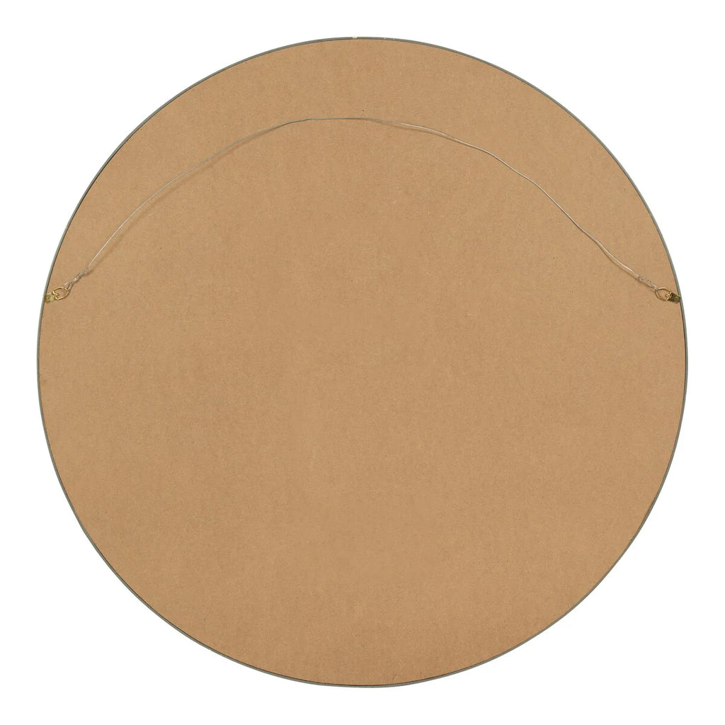 Round Wood Accent Wall Mirror, Modern Decorative Wooden Frame Mirror for Living Room, Bedroom and Entryway