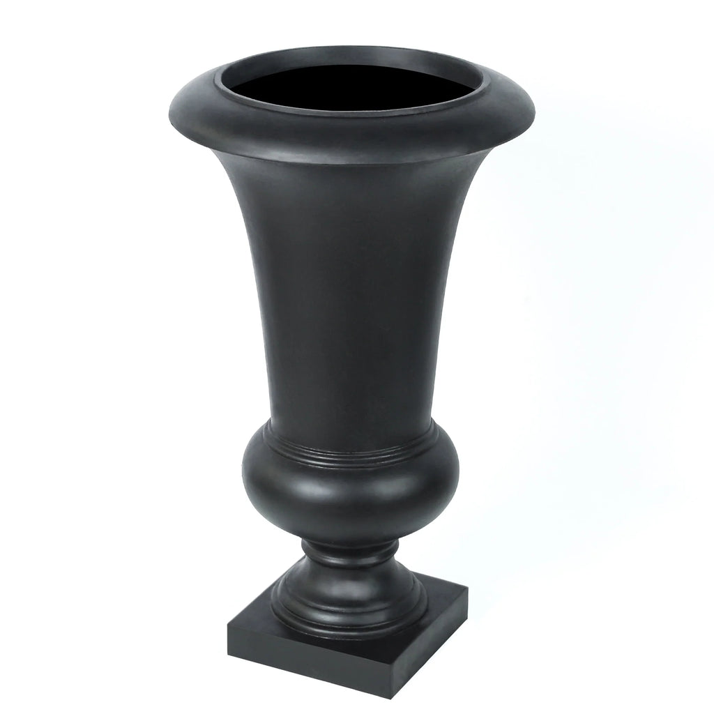 22.75" Tall Handmade Fiber Stone Urn Planter Pot, Decorative Outdoor Garden Flower Container for Patio and Home