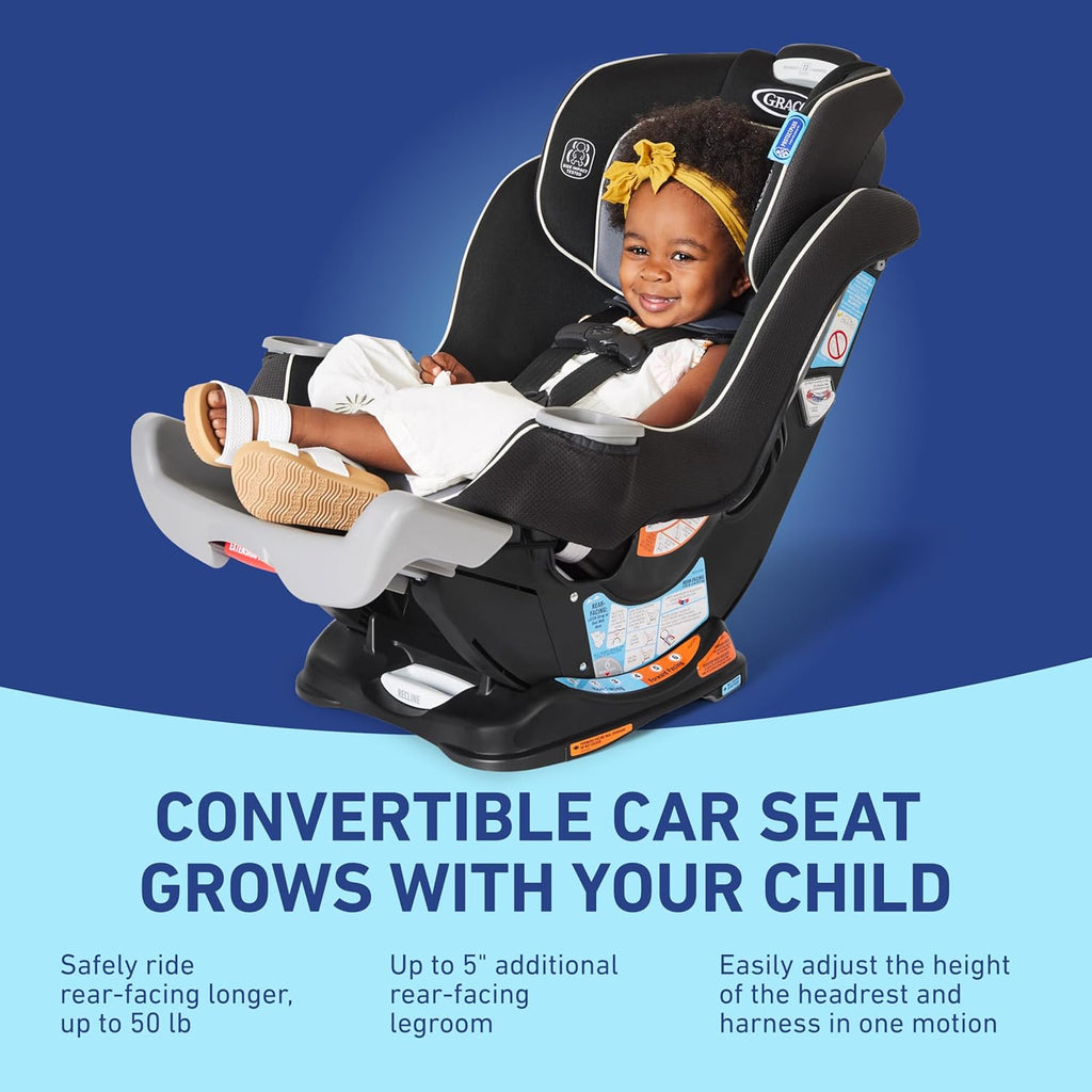 Convertible Baby Car Seat, Rear- and Forward-Facing, with Adjustable Extension Panel, Gotham
