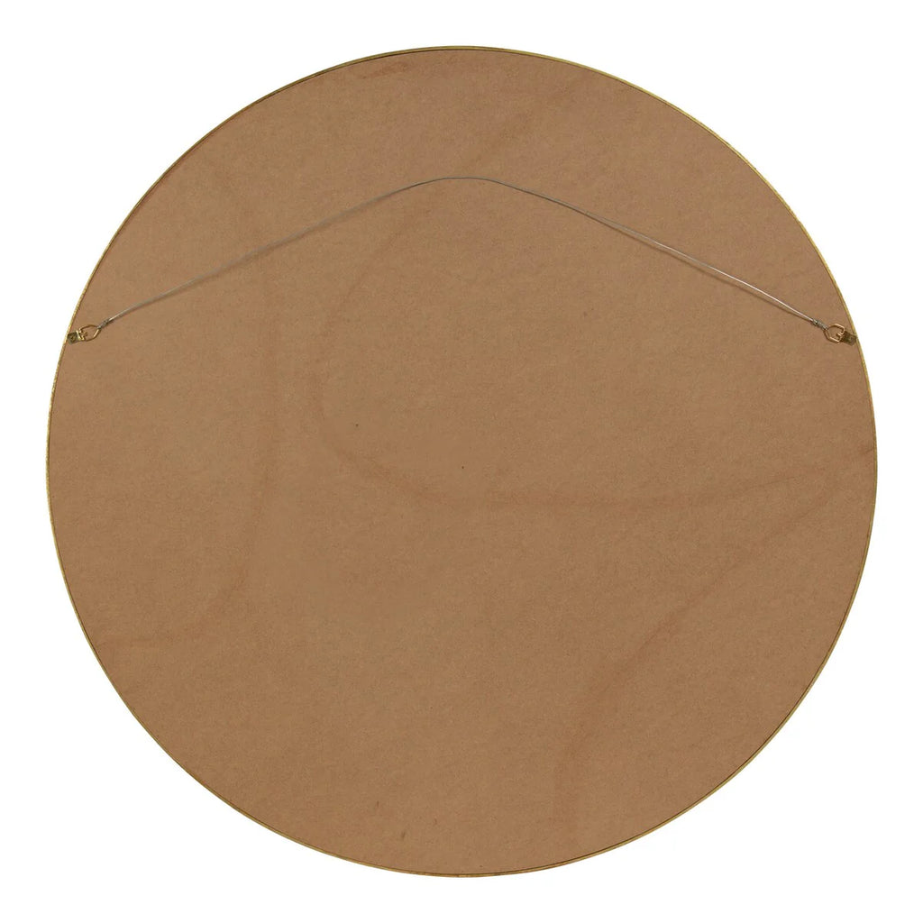 Round Wood Accent Wall Mirror, Modern Decorative Wooden Frame Mirror for Living Room, Bedroom and Entryway