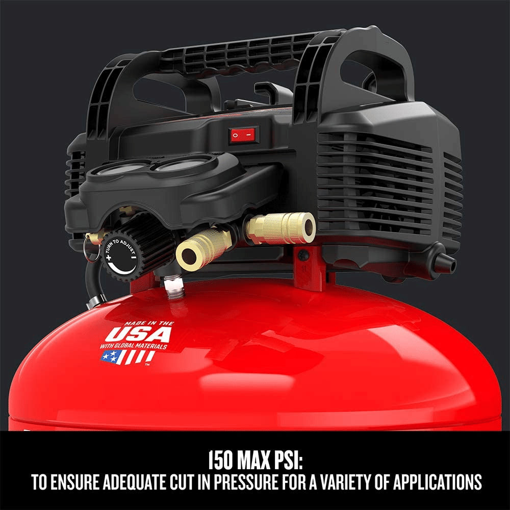 6-Gallon Pancake Air Compressor, Oil-Free, 150 PSI, Portable with Accessory Kit