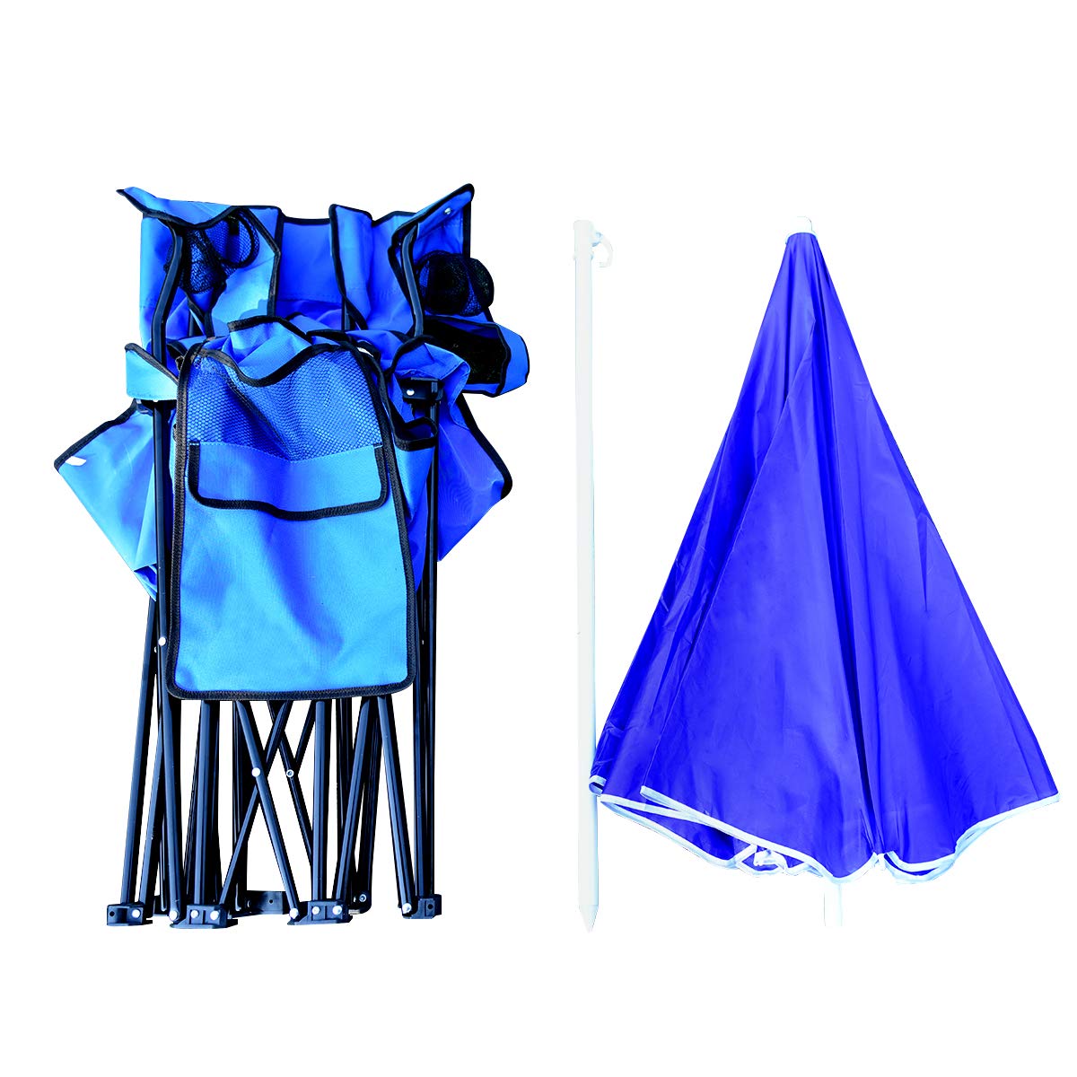 Double Folding Picnic Chairs with Umbrella – Mini Table & Beverage Holder Included