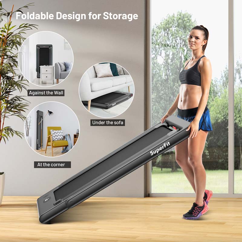 2-in-1 Folding Electric Treadmill, 2.25 HP, Under-Desk, with Dual Display and Smart App Control