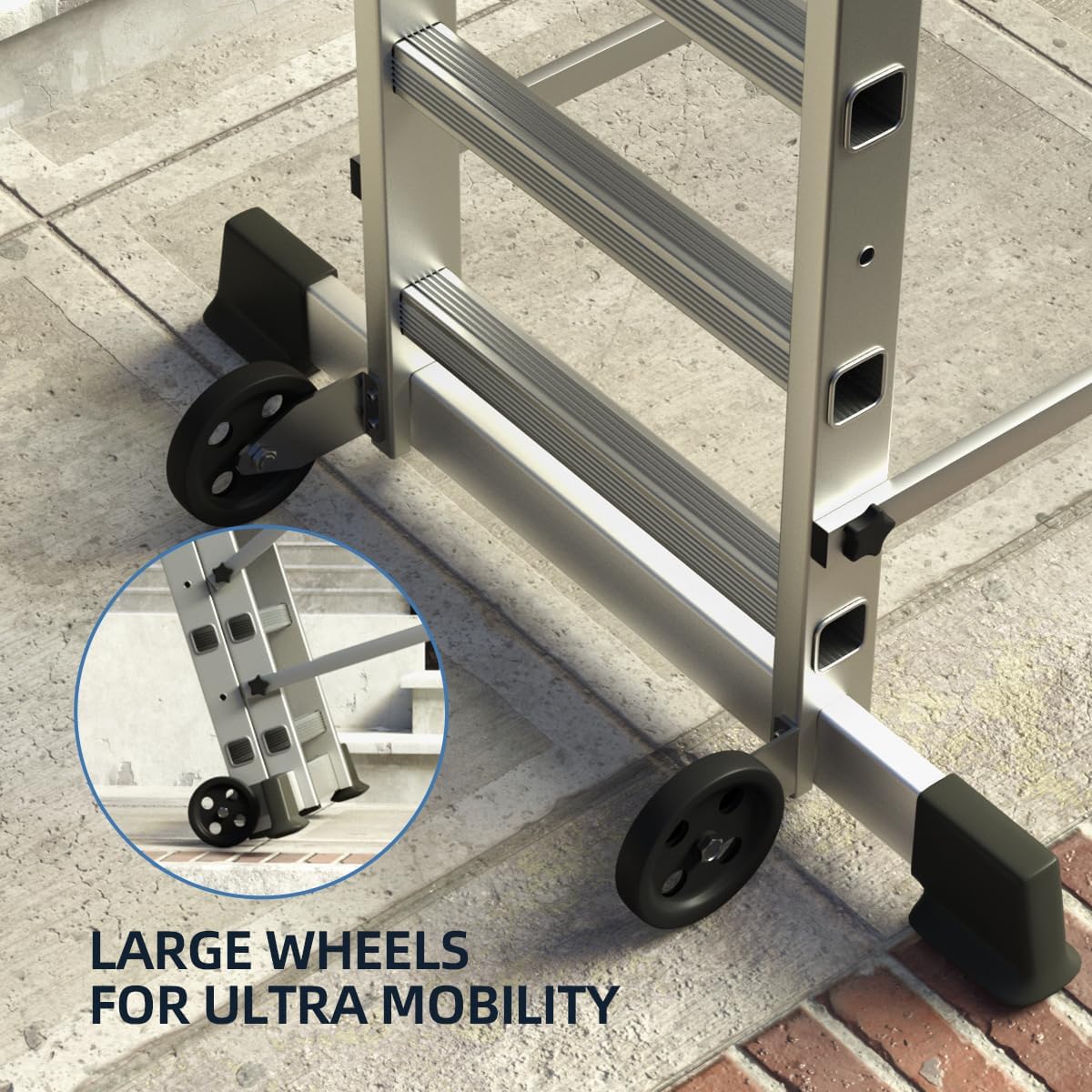 Foldable Multipurpose Scaffolding Ladder and Rolling Work Platform, Adjustable, 330-Lb. Capacity