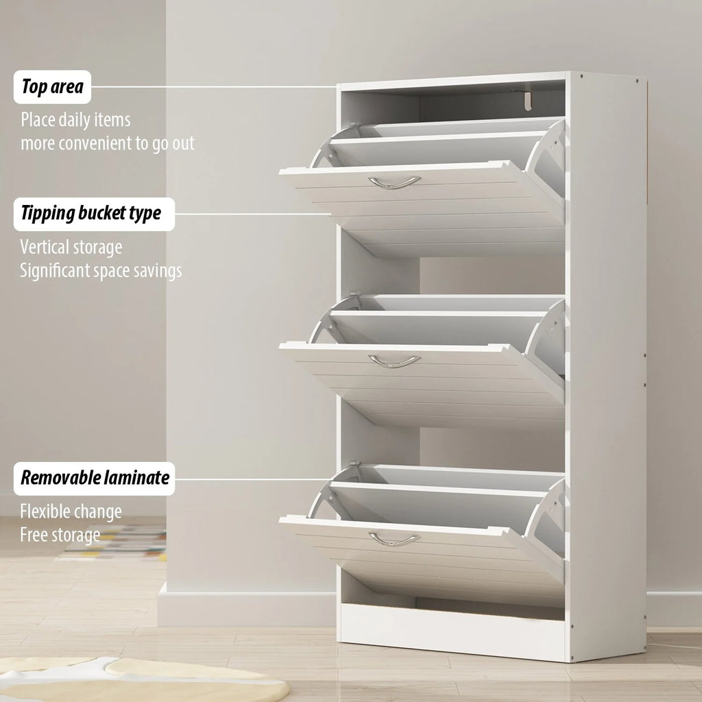 Modern Shoe Storage Cabinet for Entryway and Hallway, Space-Saving Shoe Organizer