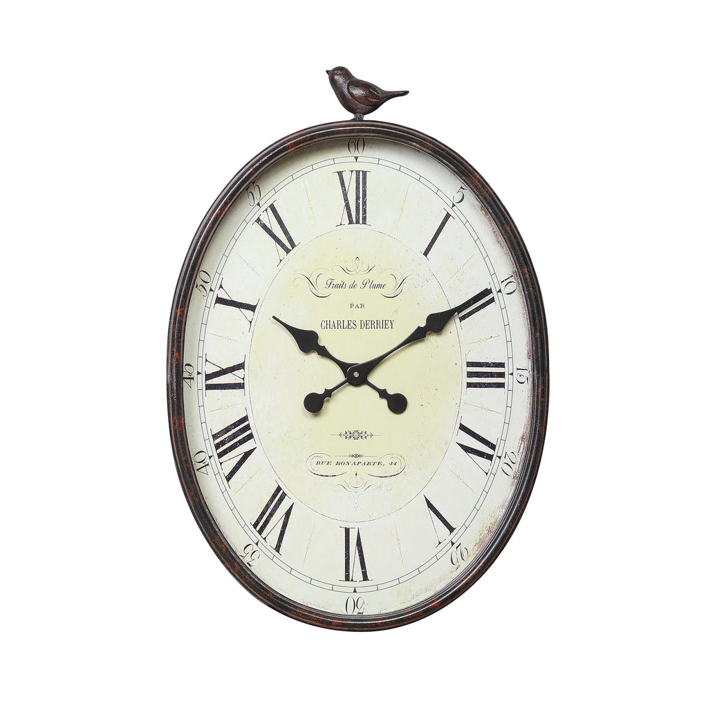 Metal Wall Clock with Bird Design, Decorative Vintage Hanging Clock for Living Room, Bedroom and Home Decor