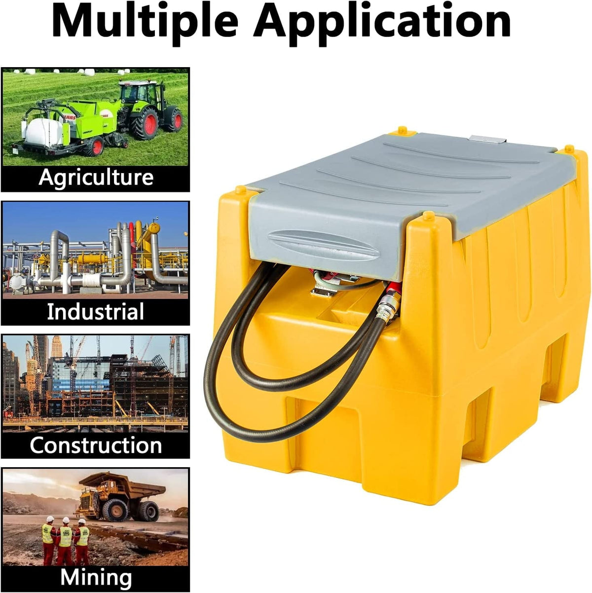 58-Gallon Portable Gasoline Fuel Tank with 12V Electric Transfer Pump, 40 GPM, 4-Meter Hose, Yellow