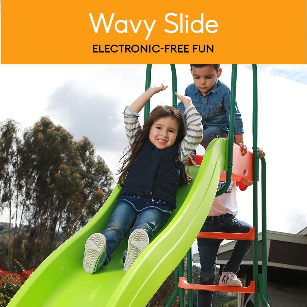 10-Foot Outdoor Playground Slide for Kids, Freestanding Plastic Backyard Slide, Large Swing Set Slide, Outdoor Play Equipment for Ages 4-8