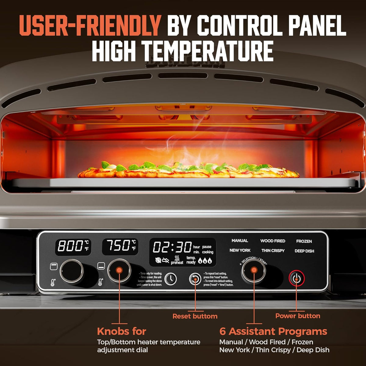 14-Inch Countertop Electric Pizza Oven, Stainless Steel