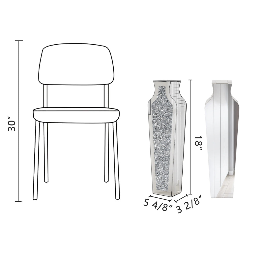 Tall Crushed Diamond Floor Vase, Luxury Decorative Crystal Accent Vase for Living Room, Bedroom and Home Decor