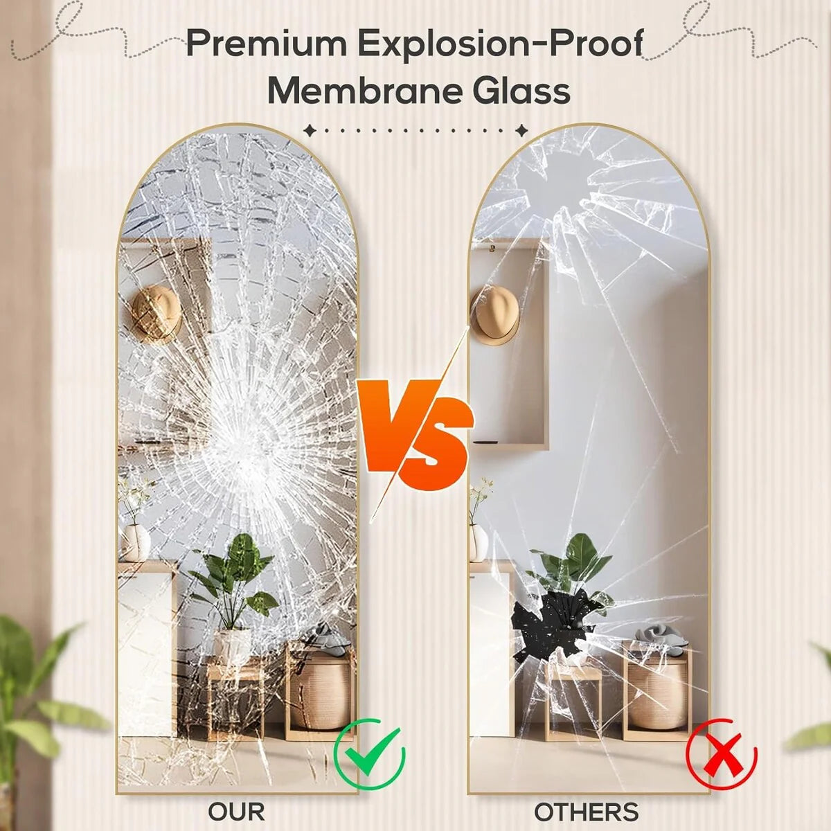 Full Length Mirror with Stand, Aluminum Alloy Frame Full Body Floor Mirror for Bedroom and Cloakroom