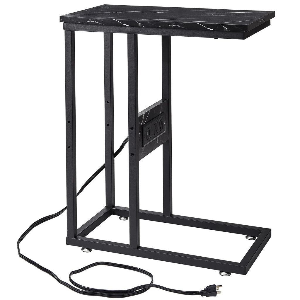 Set of 2 C-Shaped Sofa Side Tables, Small End Tables for Living Room, Bedside and TV Tray