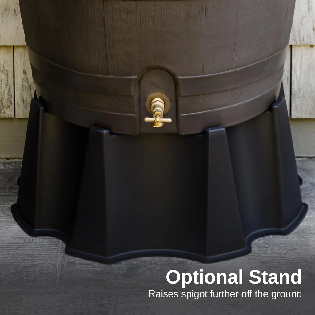 50 Gallon Rain Barrel with Brass Spigot, Walnut Rainwater Collection Barrel for Garden and Outdoor Use