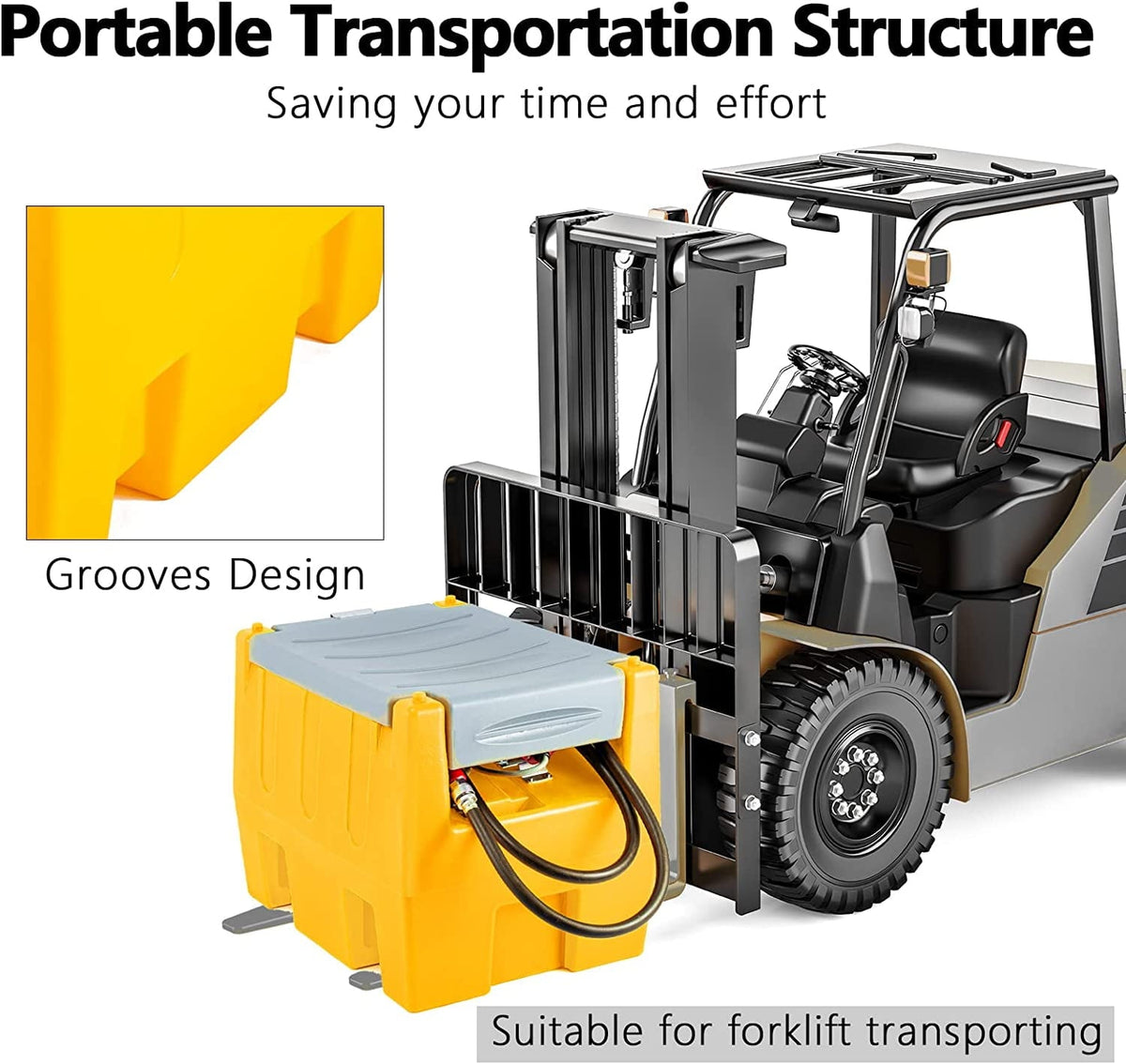 58-Gallon Portable Gasoline Fuel Tank with 12V Electric Transfer Pump, 40 GPM, 4-Meter Hose, Yellow