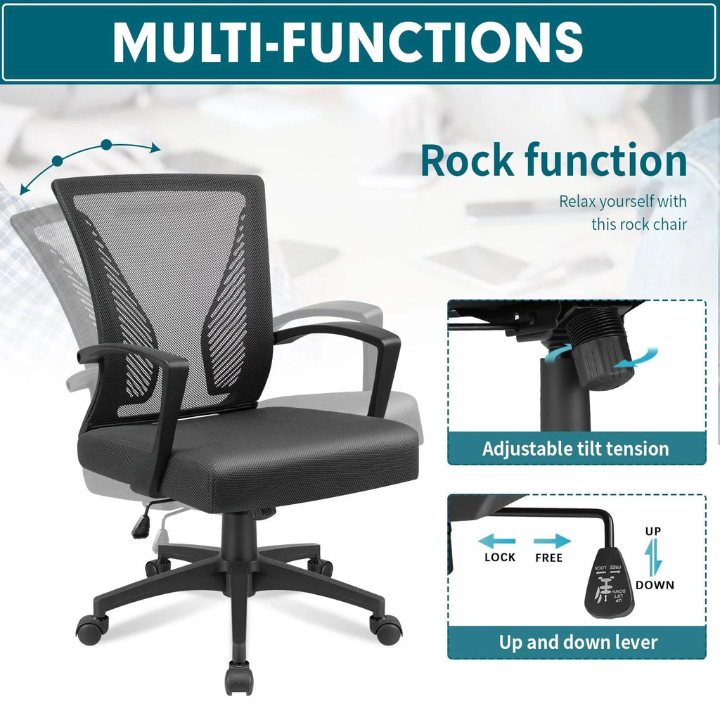 Ergonomic Mesh Office Chair with Lumbar Support, Breathable Computer Desk Chair