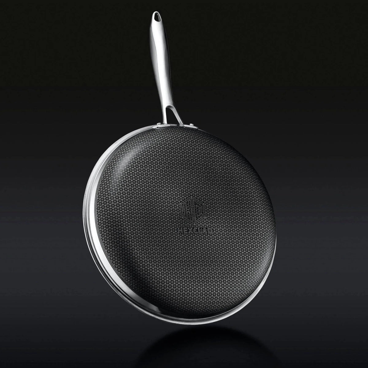 6-Piece Hybrid Stainless Steel Pan Set with Glass Lids, 8-Inch, 10-Inch and 12-Inch, Black