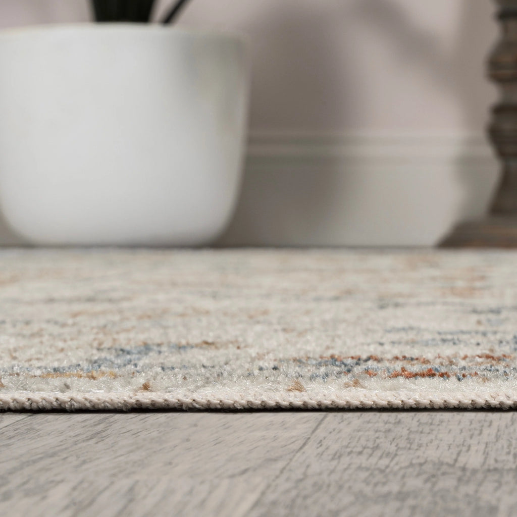 Bohemian Medallion Low-Pile Machine-Washable Area Rug, Cream and Terra
