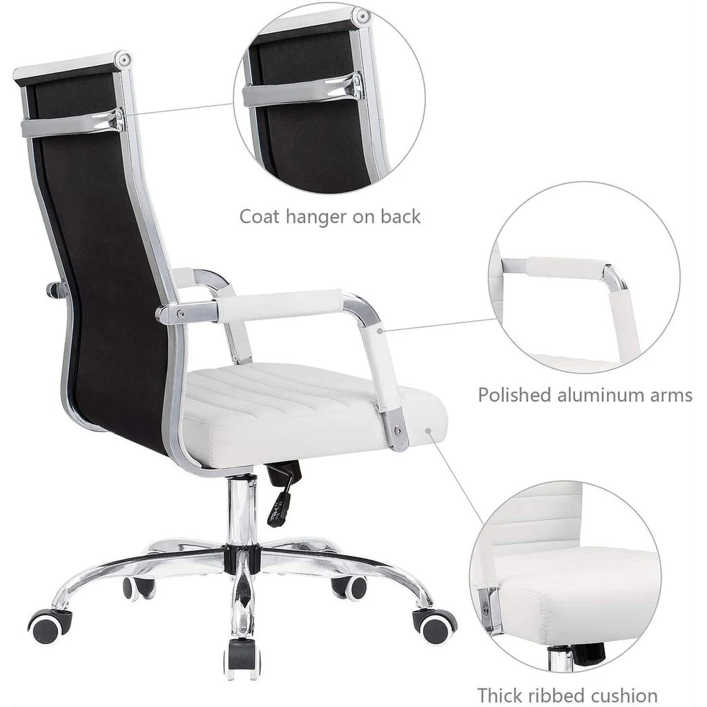 Ergonomic Ribbed Office Chair, Modern Computer Desk Chair with Comfortable Upholstered Seat for Home and Office