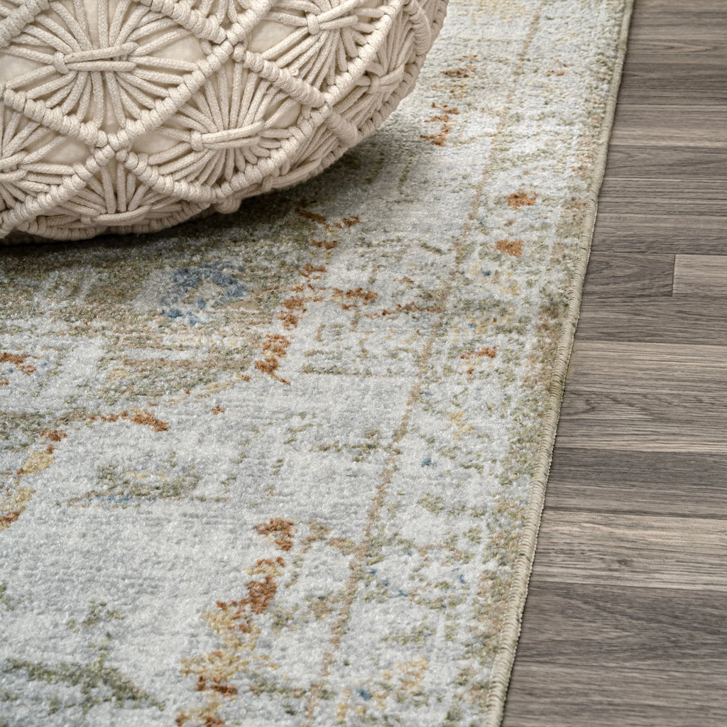 Bohemian Medallion Low-Pile Machine-Washable Area Rug, Cream and Terra