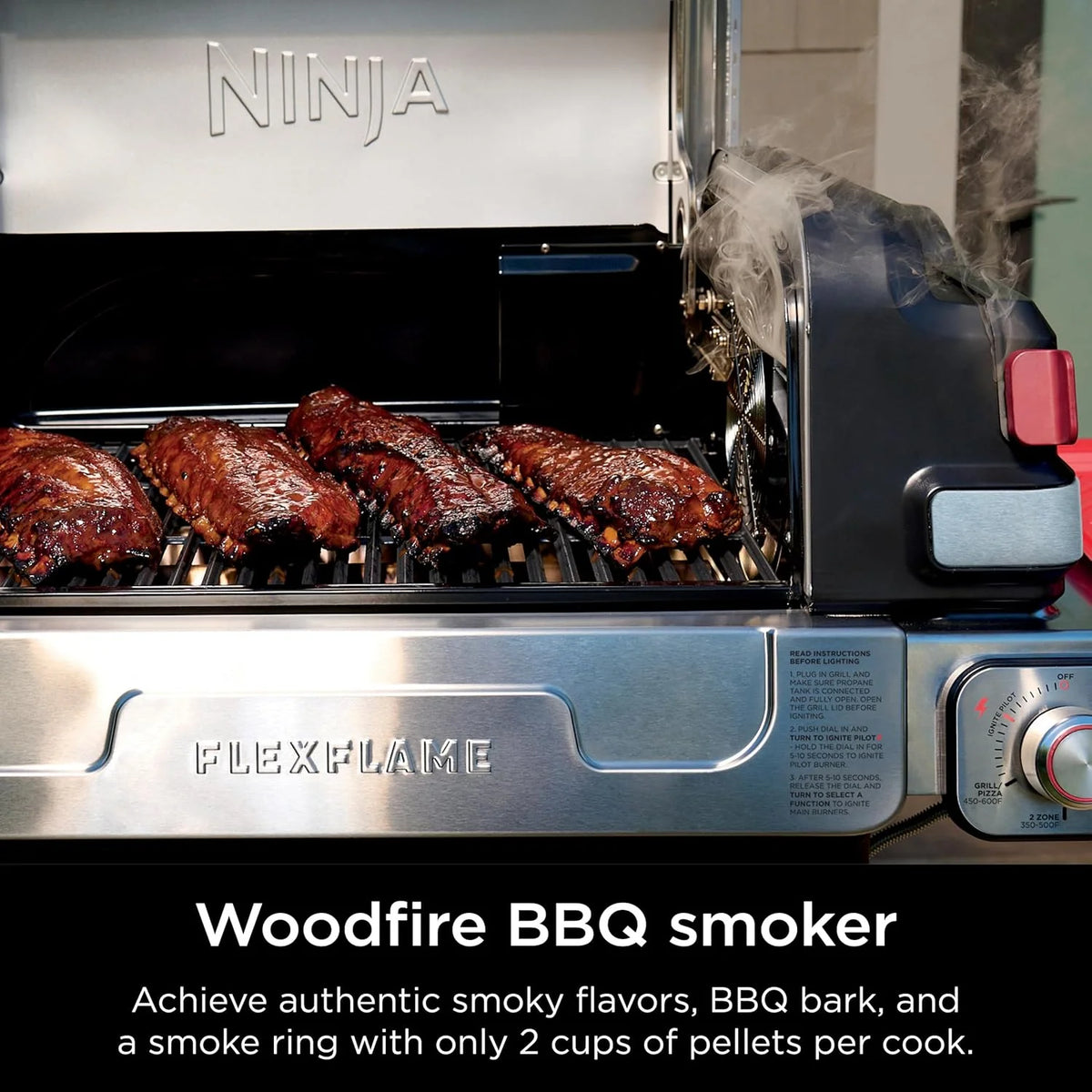 5-in-1 Electric and Propane Grill, 3-Burner Outdoor BBQ Grill and Smoker with Digital Controls, Griddle and Pizza Maker, Stainless Steel