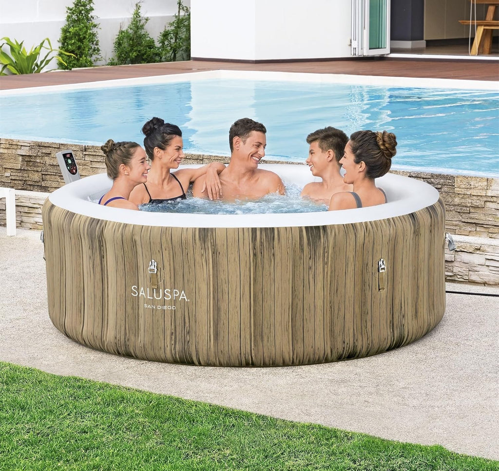 71 x 26-Inch Inflatable Hot Tub Spa for 2-4 Persons, Portable, with 2 Covers, Black