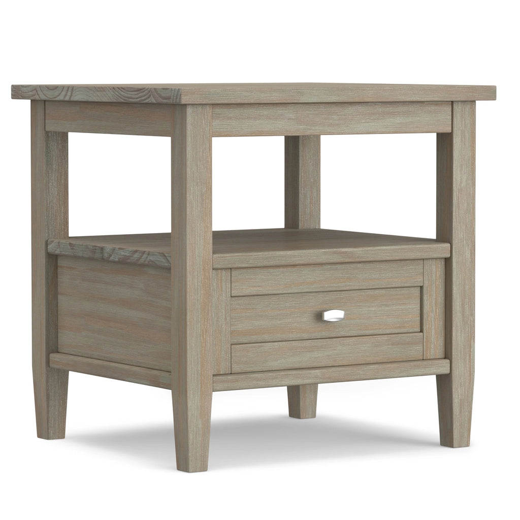 20 Inch Wide Solid Wood Rectangle End Table, Transitional Side Table